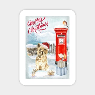 Cute Cairn Terrier Merry Christmas Santa Dog Magnet