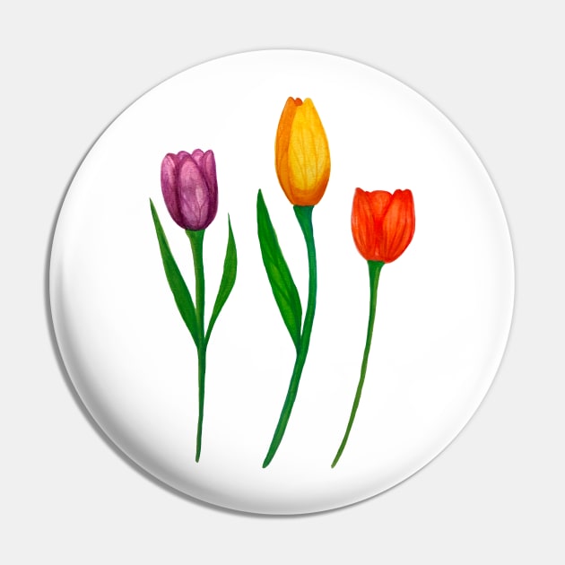 Three bright watercolor tulips Pin by kuallidesigns