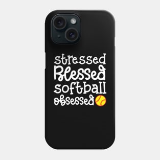 Stressed Blessed Softball Obsessed Girls Softball Mom Cute Funny Phone Case