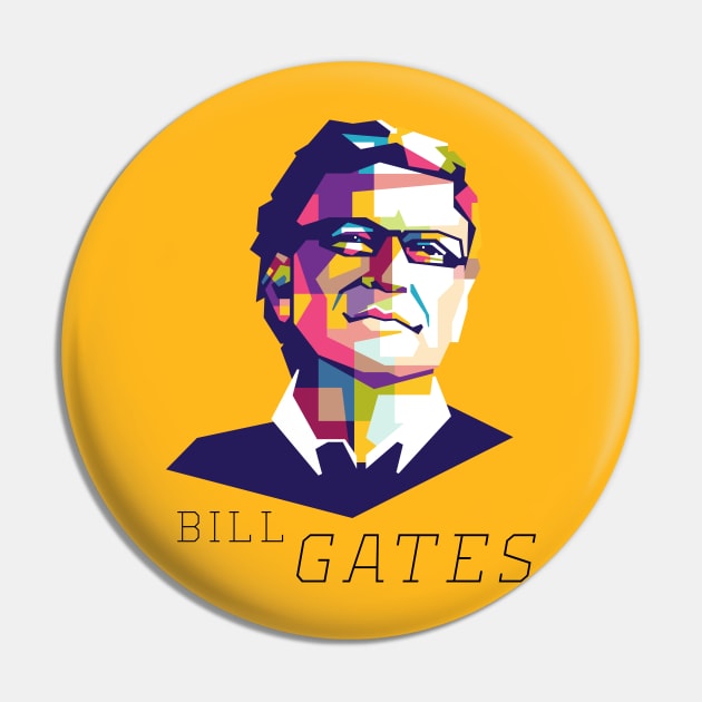 Bill Gates Colorful Geometric art Pin by AwHM17