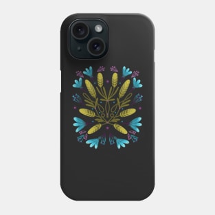 khaki and blue flowers Phone Case