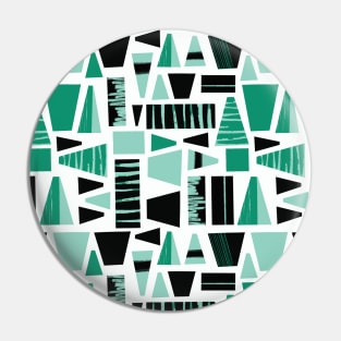 Abstract Shapes Teal Green Black Pin