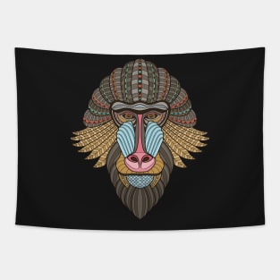 Ethnic baboon - zentangle monkey shirt Tapestry
