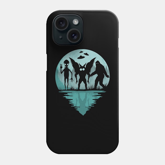 Bigfoot Mothman And Alien Phone Case by Tesszero