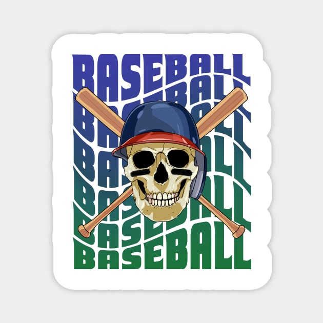 Skeleton Baseball Player Boys Girls Youth Skull Sports Magnet by Noseking