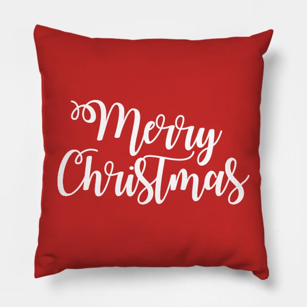 Merry Christmas Holiday calligraphy Pillow by emilystp23