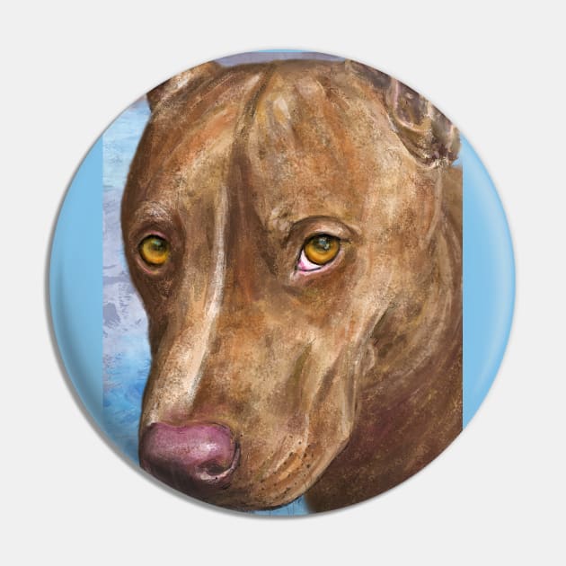 A Beautiful Red Nose Pit Bull Painting Pin by ibadishi