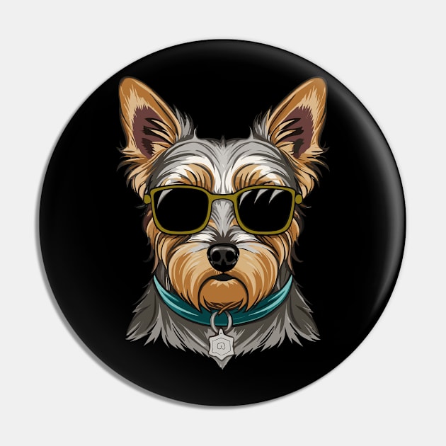 Yorkshire Terrier With Sunglasses Pin by Graceful Designs