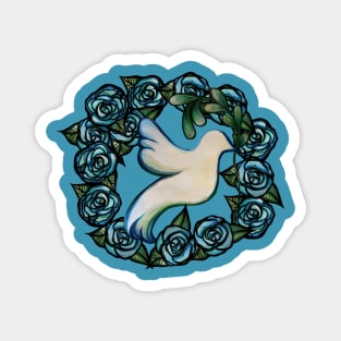 Blue Roses Dove of Peace Magnet