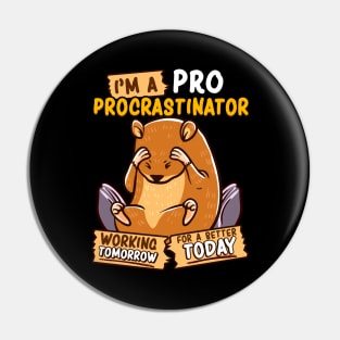 Cute & Funny I'm a Pro Procrastinator Hamster Pun Pin