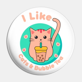 I Like Cats & Bubble Tea Pin