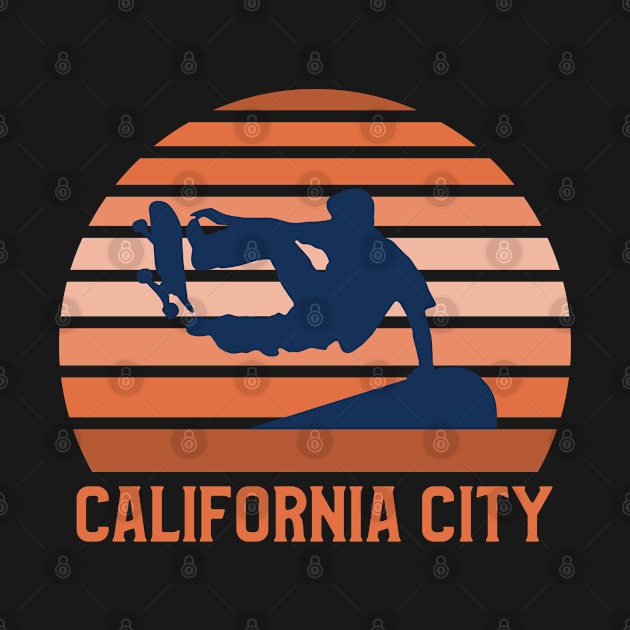 California City Sunset, Orange and Blue Sun, Gift for sunset lovers T-shirt, Skateboarding and Skate Lover by AbsurdStore