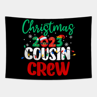 Christmas 2023 Cousin Crew Xmas Lights Funny Matching Pajama Tapestry