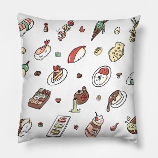 Japanese Food and Snacks Pattern Pillow