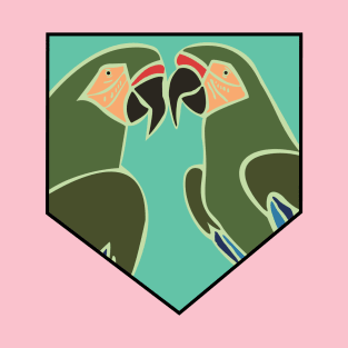 Parrots in a pocket teal T-Shirt