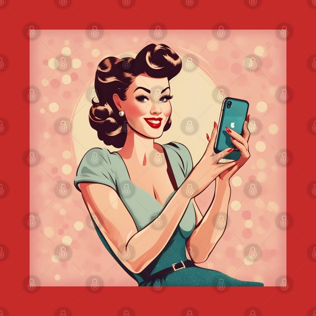 Fashionable Retro Phone Vintage Vibe Mobile Pin Up Art by di-age7