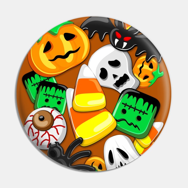 Halloween Spooky Candies Party Pin by BluedarkArt