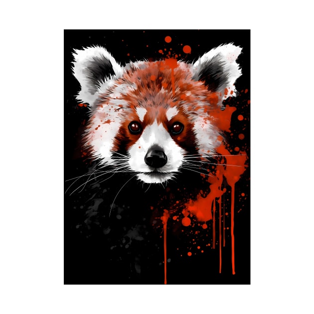 Red Panda Ink Painting by TortillaChief