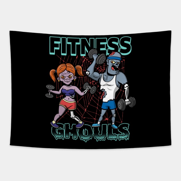 Funny Horror Gym Workout Zombies Cartoon Funny Meme Tapestry by Originals By Boggs