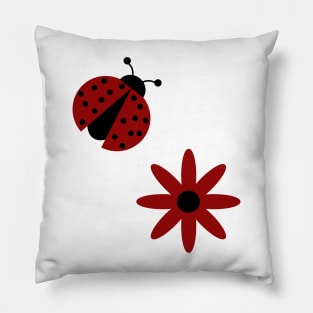 cute ladybug red flower Pillow