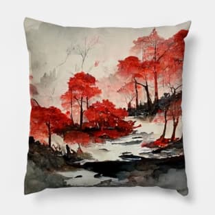 Red maple forest Pillow