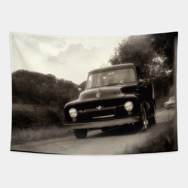 1954 FORD F-100, black white Tapestry by hottehue