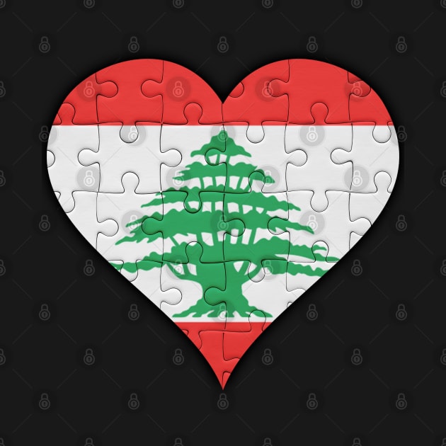 Lebanese Jigsaw Puzzle Heart Design - Gift for Lebanese With Lebanon Roots by Country Flags