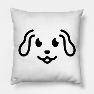 Woof! - Cute Dog Face Line Art - Black Pillow