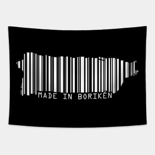 Puerto Rico Map Made in Boriken Barcode White Design Tapestry