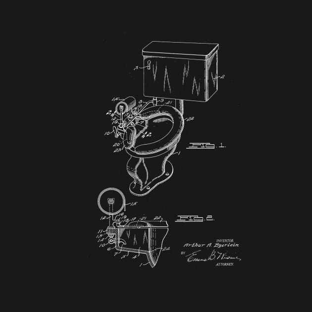 Toilet Bowl Vintage Patent Drawing by TheYoungDesigns