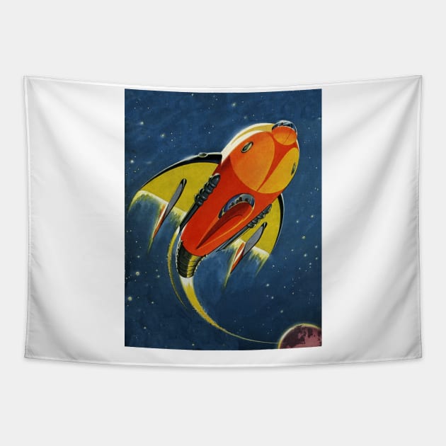 Retro Future Rocketry - Blast Off into Outer Space Tapestry by Naves