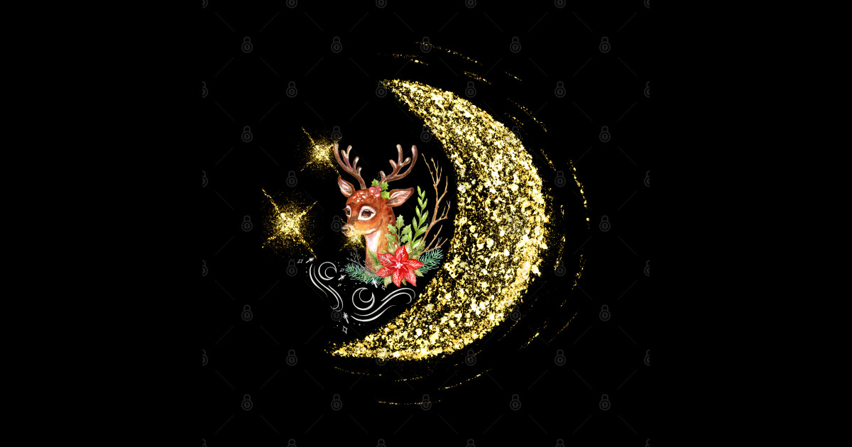 Winter Solstice Stag &Fantasy Moon Women's - Winter Stag Moon - Sticker ...