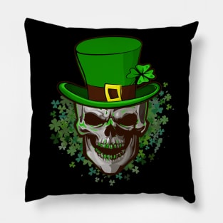 Skull St Patricks Day Clover Shamrocks Cool Irish Leprechaun Pillow