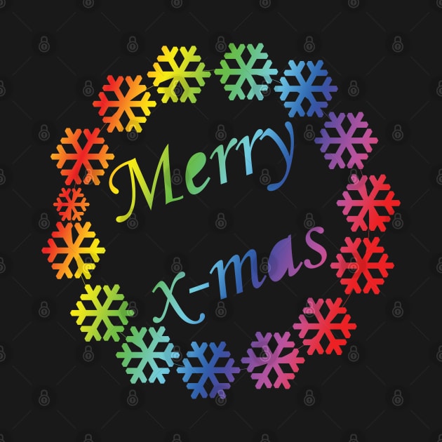 Merry X-mas Typography Design - Rainbow Version by art-by-shadab