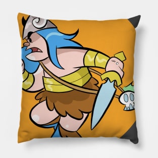 Blue Scar the Barbarian Orange Crush Pillow