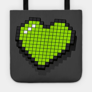 Retro Pixel Heart - Neon Green 3D [Rx-Tp] Tote