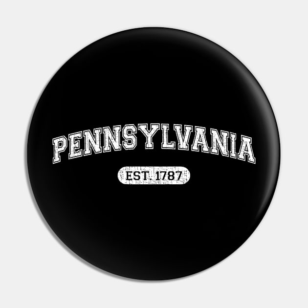 Classic College-Style Pennsylvania 1787 Distressed University Design Pin by Webdango