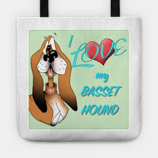 I LOVE my Basset Hound. Cartoon Tote