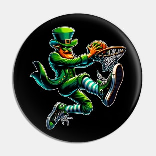 St Patrick's Day Leprechaun Irish Basketball Player Slam Dunk Pin