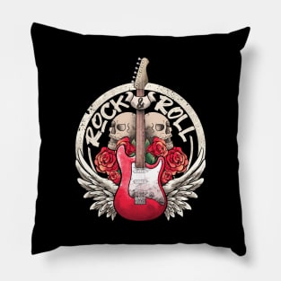 Lets Rock Rock&Roll Skeleton Hand Vintage Retro Rock Concert Pillow