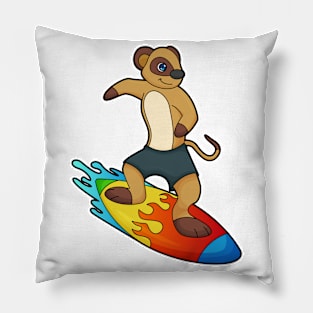 Meerkat as Surfer with Surfboard Pillow