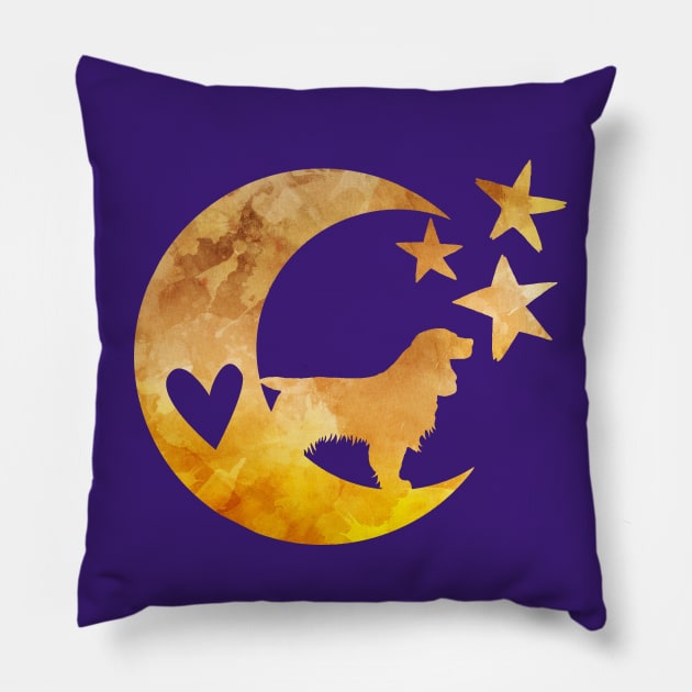 cocker spaniel on a half moon with stars Pillow by BittenByErmines