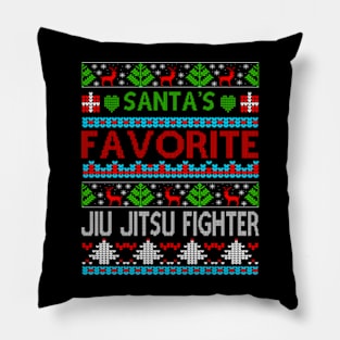 Santa's Favorite Jiu Jitsu Fighter Ugly Christmas Sweater Xmas Gift Pillow