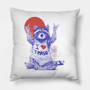 I Love Trash - Cute Funny Metal Raccoon Gift Pillow