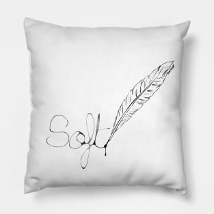 Soft feather writing black Pillow