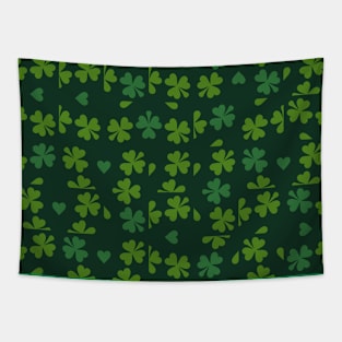 Dark Green Clover Checkers Tapestry