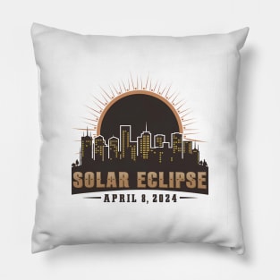 Solar Eclipse 2024 - City Silhouette Pillow