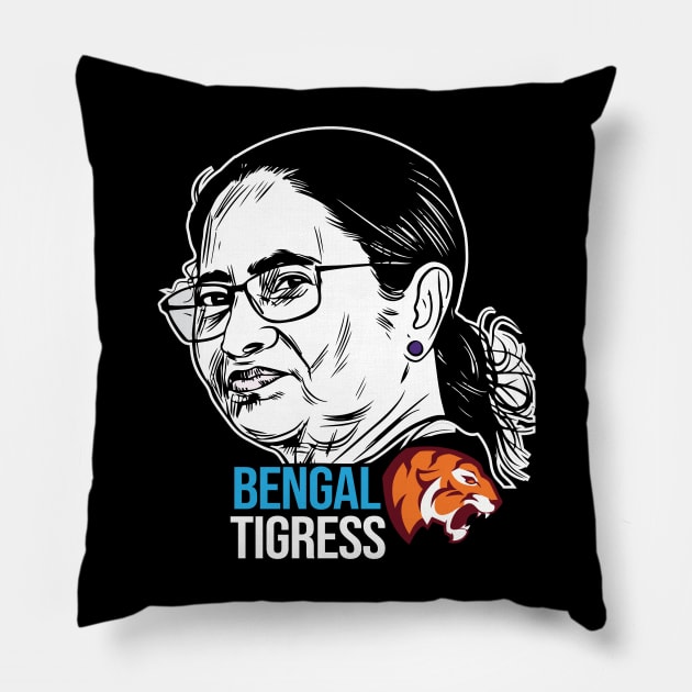 Mamata Banerjee Trinamool Congress West Bengal Politics Pillow by alltheprints