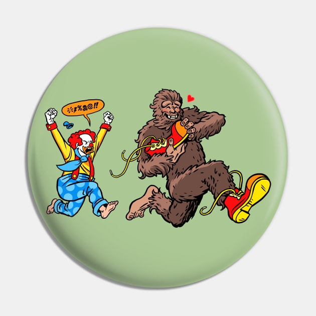 Bigfoot and Clown - Big Shoes to Fill Pin by Angel Robot