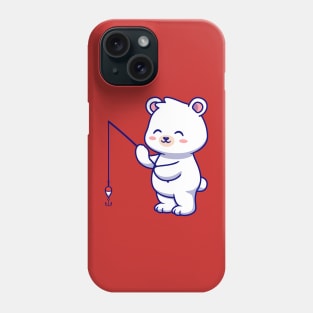 Cute Polar Bear Fishing Cartoon Phone Case